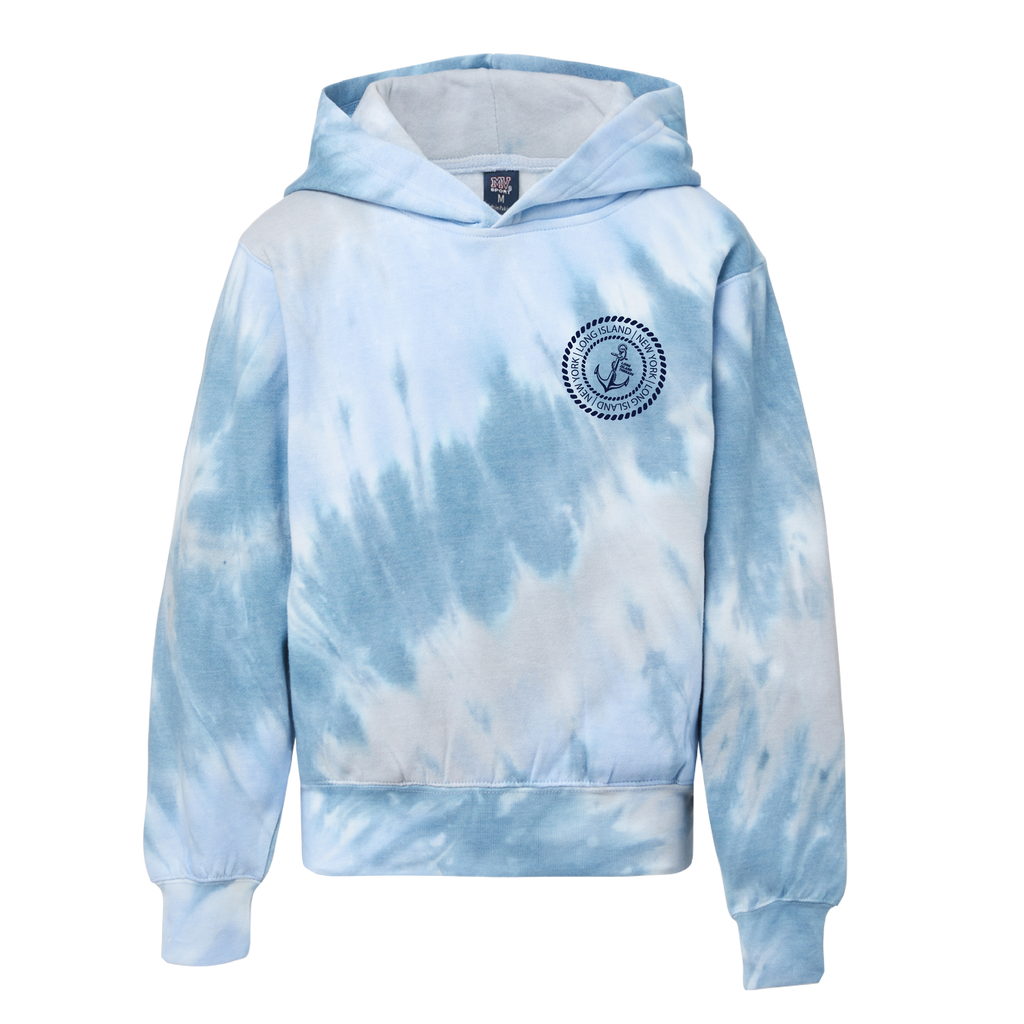 Long Island Anchor Youth Hoodie Atlantic Blue Tie Dye Long Island Threads
