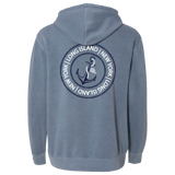 Long Island New York Anchor - Slate Blue Pigment-Dyed Hoodie